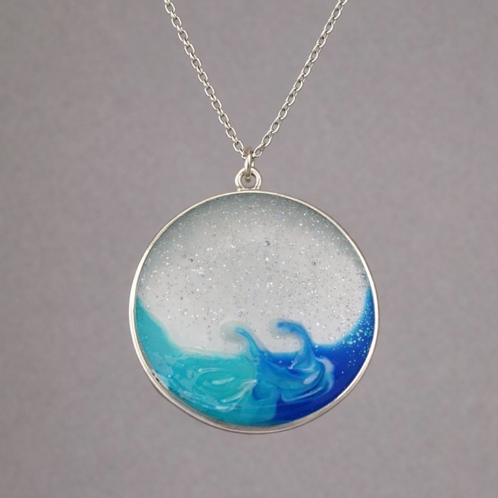 “Dance with the Waves, Move with the Sea” Oceanscape Tidal Water Island Necklace - Picture 5 of 6